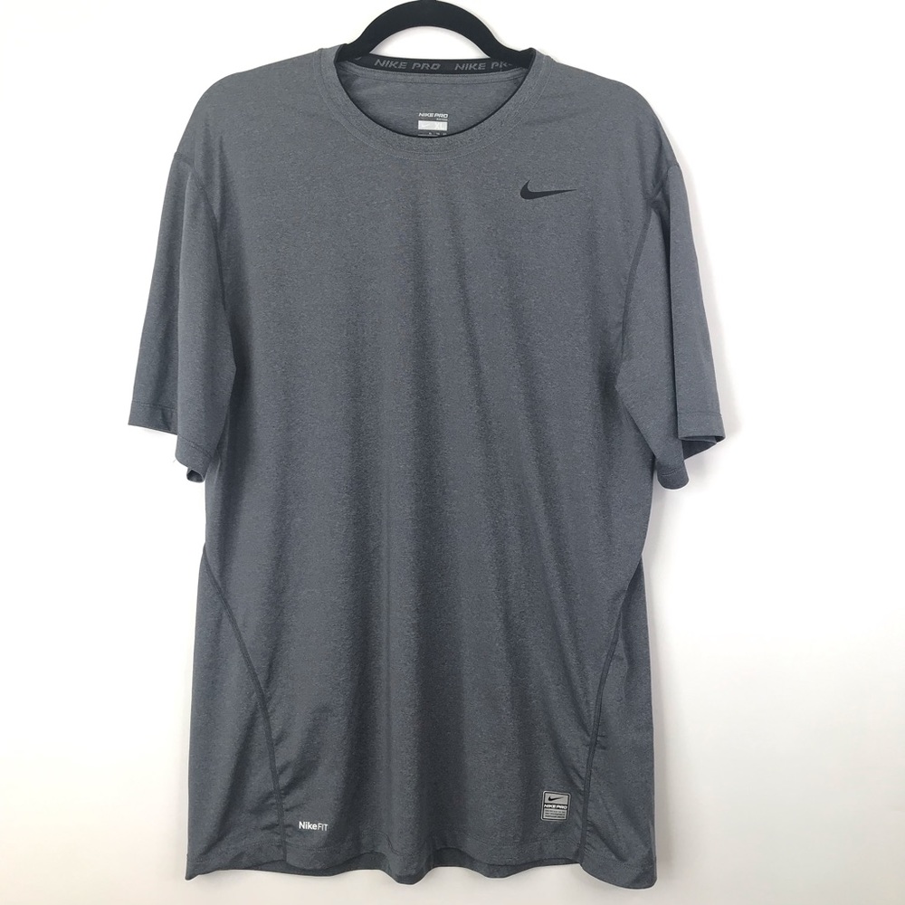 Nike Pro Mens Gray Fitted Short Sleeve Shirt